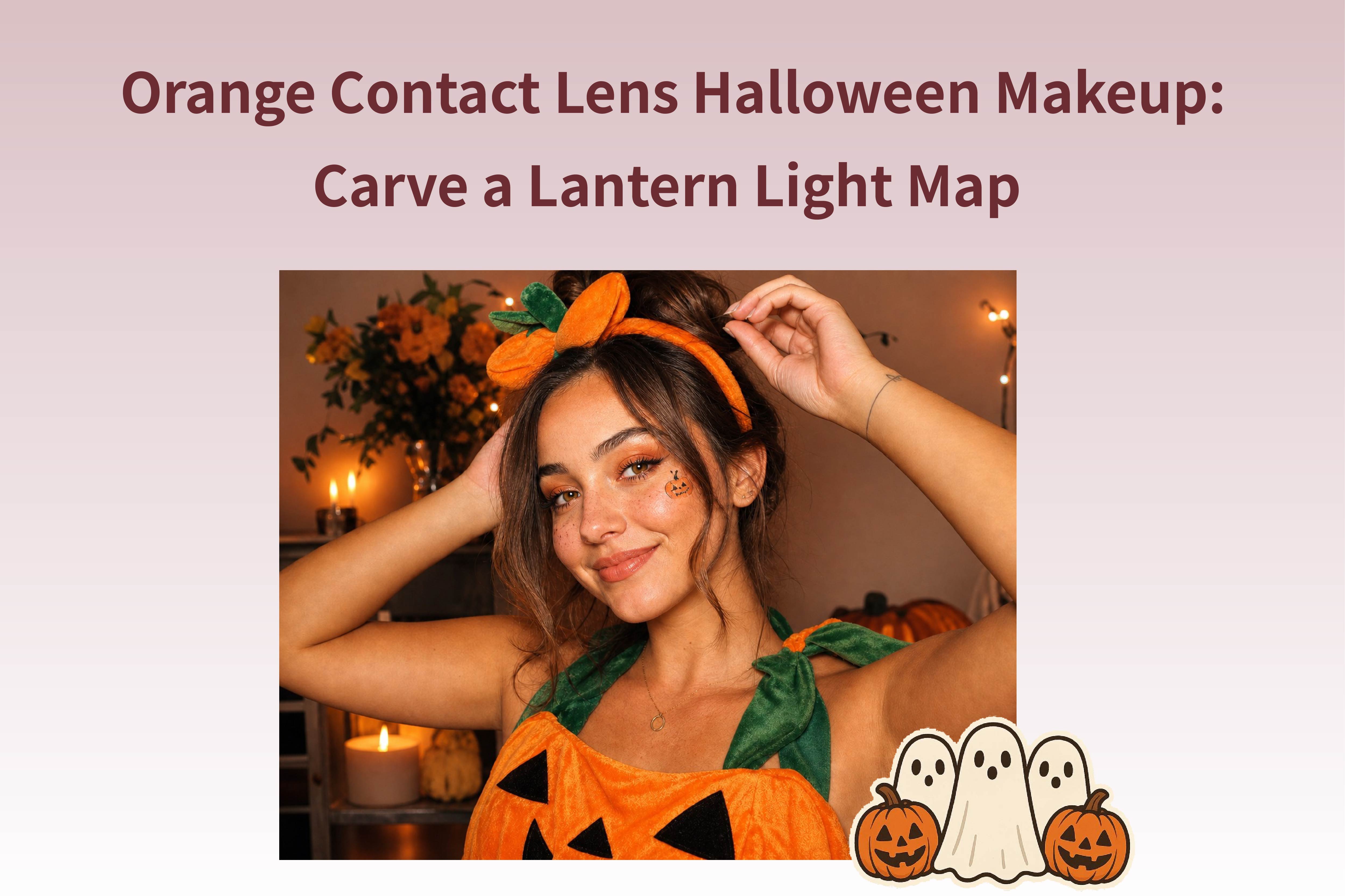 Orange Contact Lens Halloween Makeup: Carve a Lantern Light Map